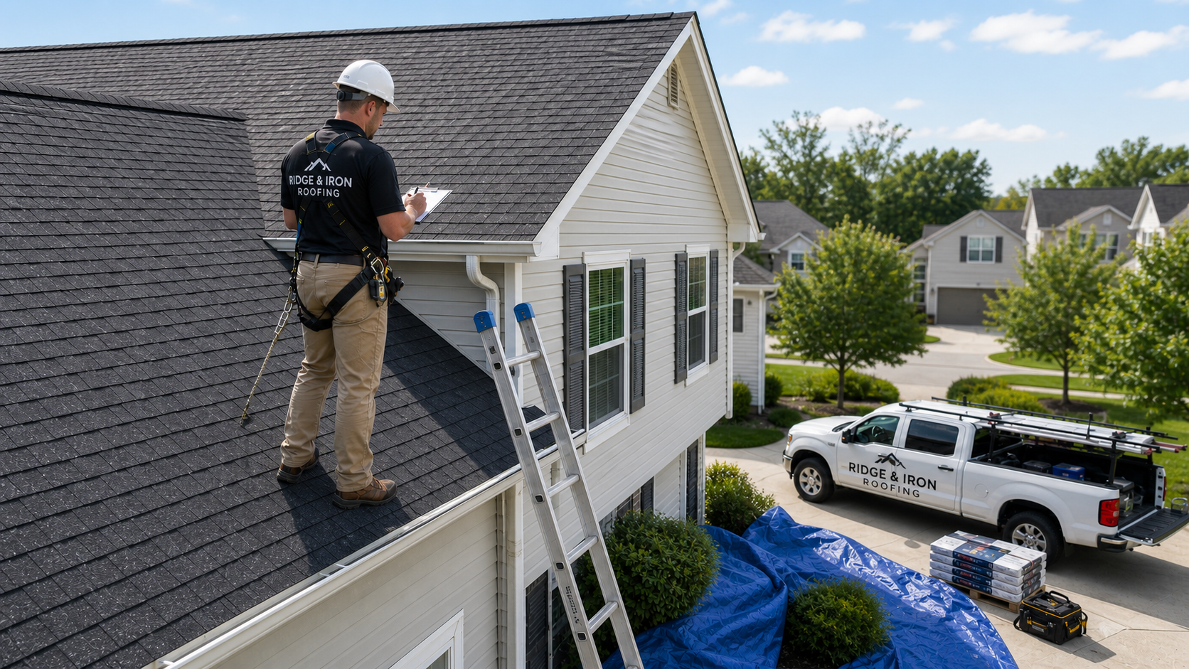 Ridge and Iron inspector assessing a roof