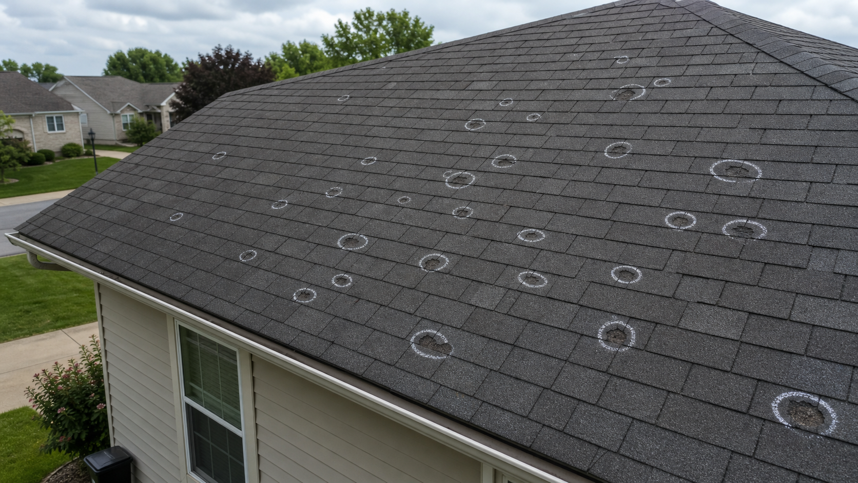 Hail damage on Hinsdale roof — pre-repair inspection