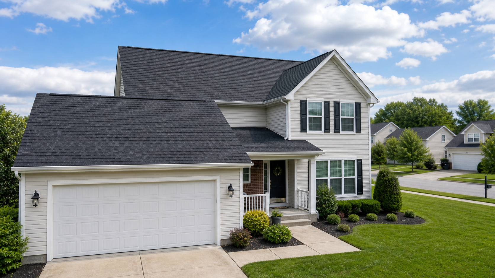 Completed roof replacement on Naperville colonial home